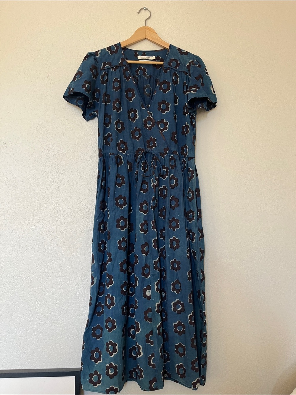 Christy Dawn Dress Indigo Daisies Daisy 🌼 Block Print Midi